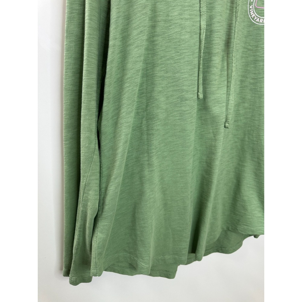 NEW Vineyard Vines Green Slub Whale Dot Curved Hem Hoodie Tee Medium Cotton Top - Picture 4 of 16